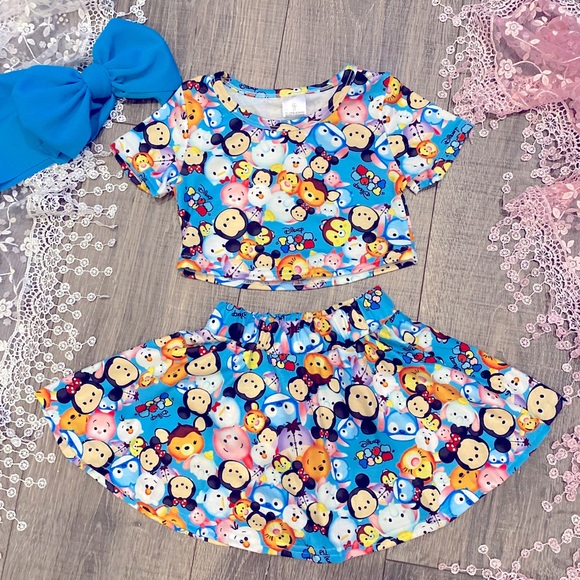 Girls Disney Character Crop Top and Skort Set - Picture 4 of 6
